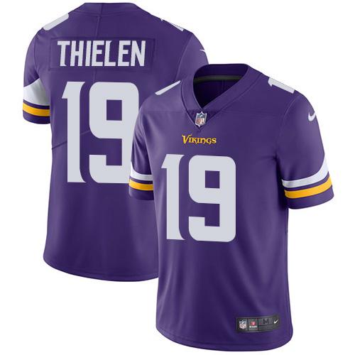 Men 2019 Minnesota Vikings #19 Thielen purple Nike Vapor Untouchable Limited NFL Jersey->minnesota vikings->NFL Jersey